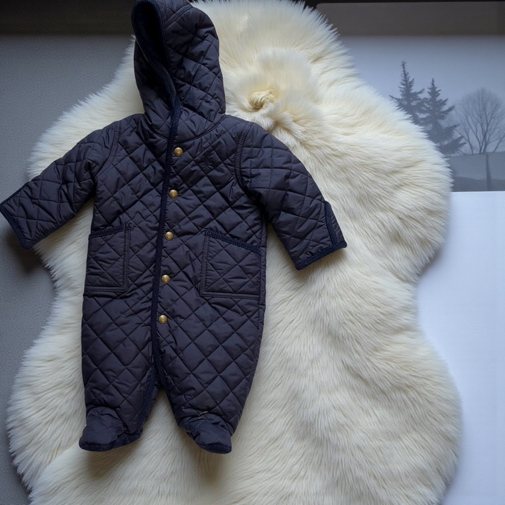 Baby Boy Ralph Lauren Navy Blue Quilted Bounty 0 to 3 Months.